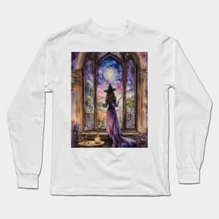 The Lavender Witch Casting a Spell Long Sleeve T-Shirt